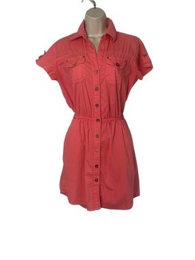 Studio Coral Button-Front Shirt Dress